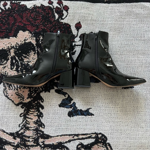 Black Patent Faux Leather Booties - Picture 6 of 8